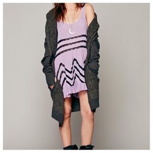 Free People Voile and Lace Trapeze Slip Dress Lilac Midnight Combo S